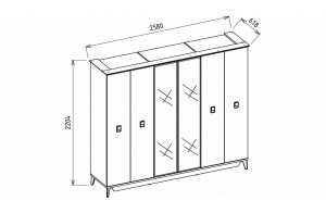 Шкаф платяной 6-и дверный Алвис (ALVIS) ALVIS-34 Шкаф платяной 6-и дверный Алвис (ALVIS) ALVIS-34