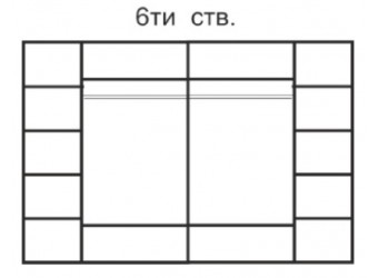 Шестистворчатый шкаф для одежды с зеркалом Rimini Solo РМШ1/6 (s) (слоновая кость)