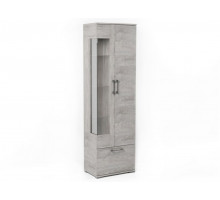 Пенал Д-3п со стеклом правый, Денвер Риббек серый